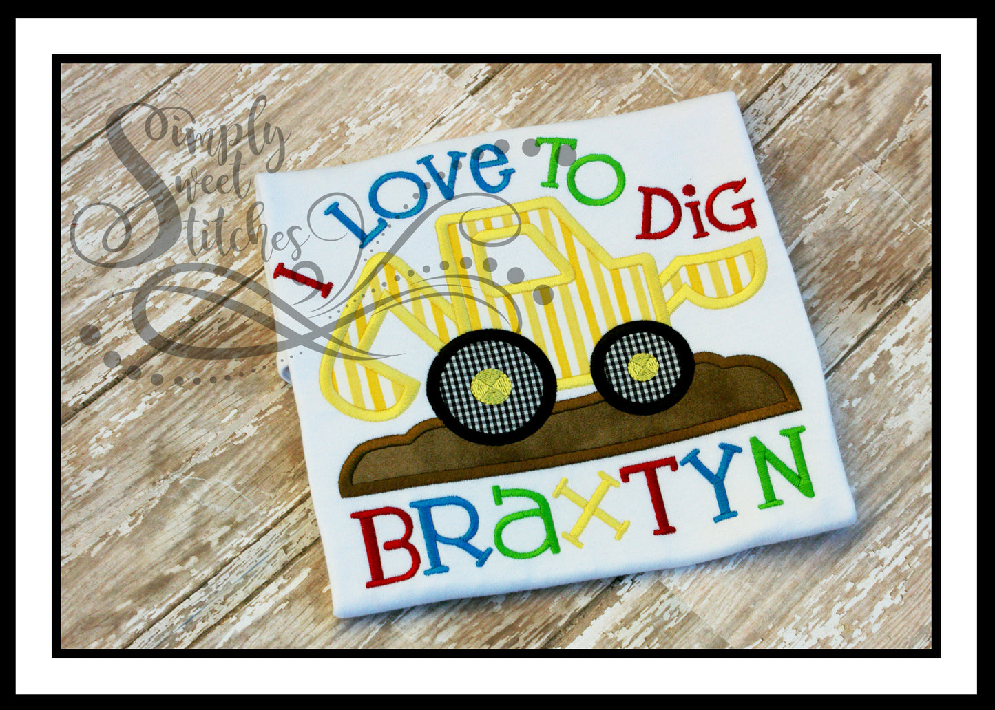 1070 - LOVE TO DIG - APPLIQUE CHILD SHIRT