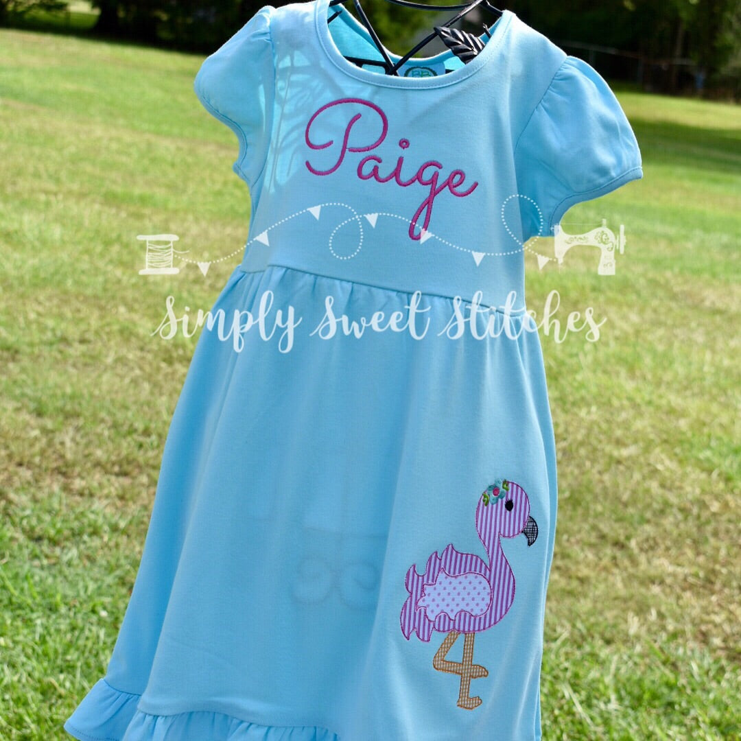 1096 - FLAMINGO RUFFLE - APPLIQUE EMPIRE DRESS