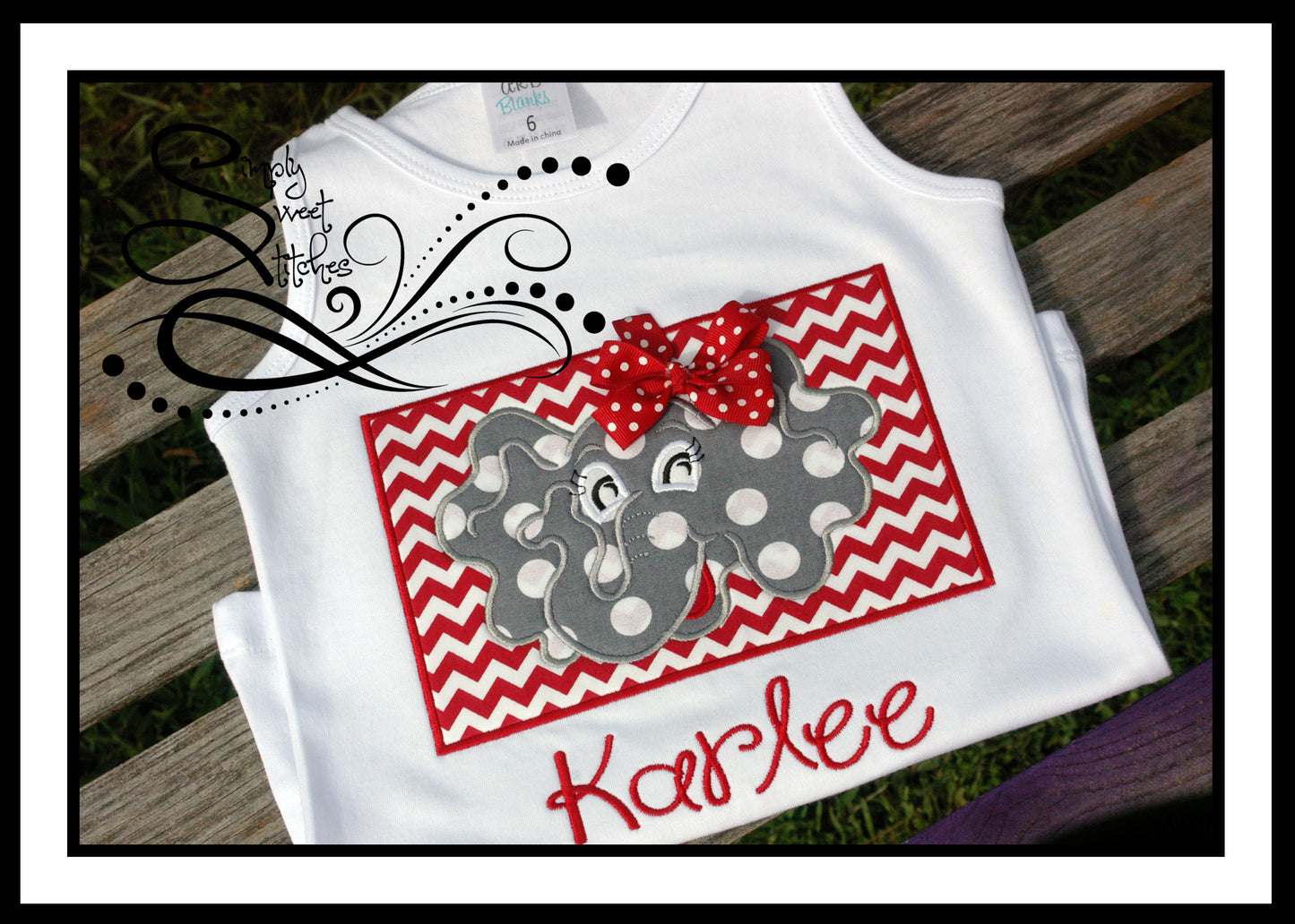 1089 - ELEPHANT FACE IN BOX - APPLIQUE CHILD SHIRT