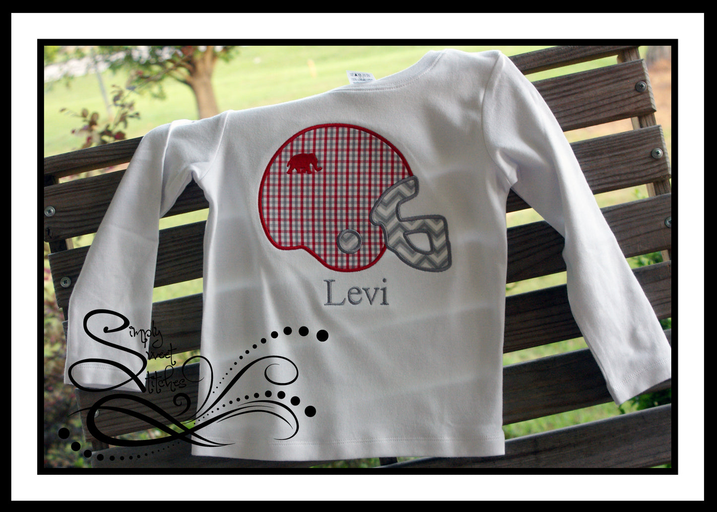 1086 - ELEPHANT FOOTBALL HELMET - APPLIQUE CHILD SHIRT