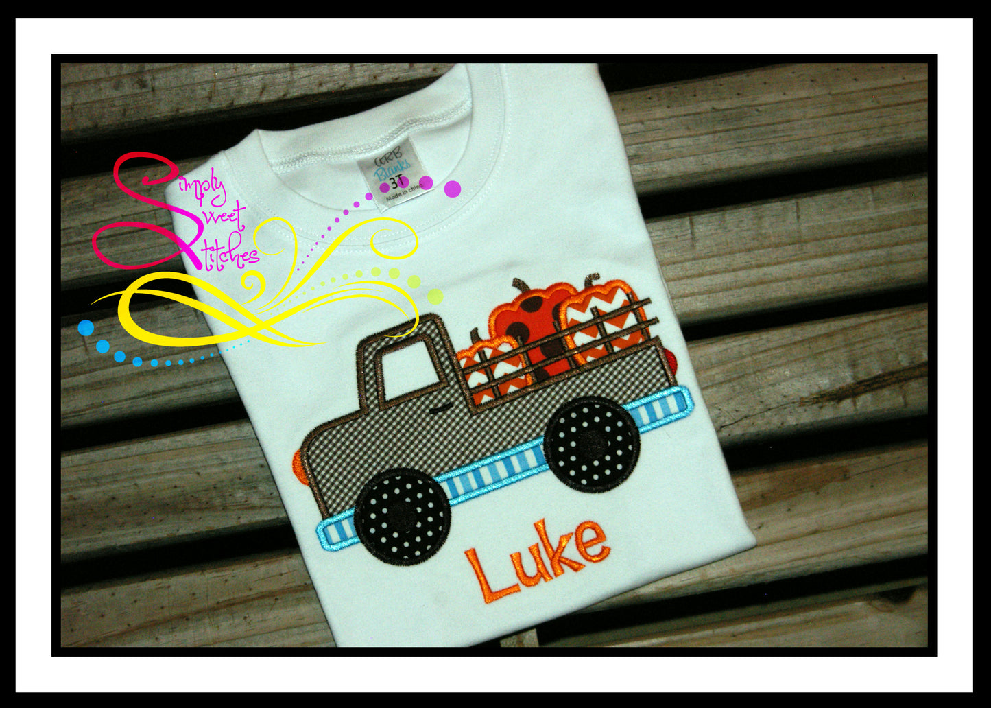 1169 - FALL PICKUP TRUCK WITH PUMPKIN PATCH - APPLIQUE CHILD SHIRT