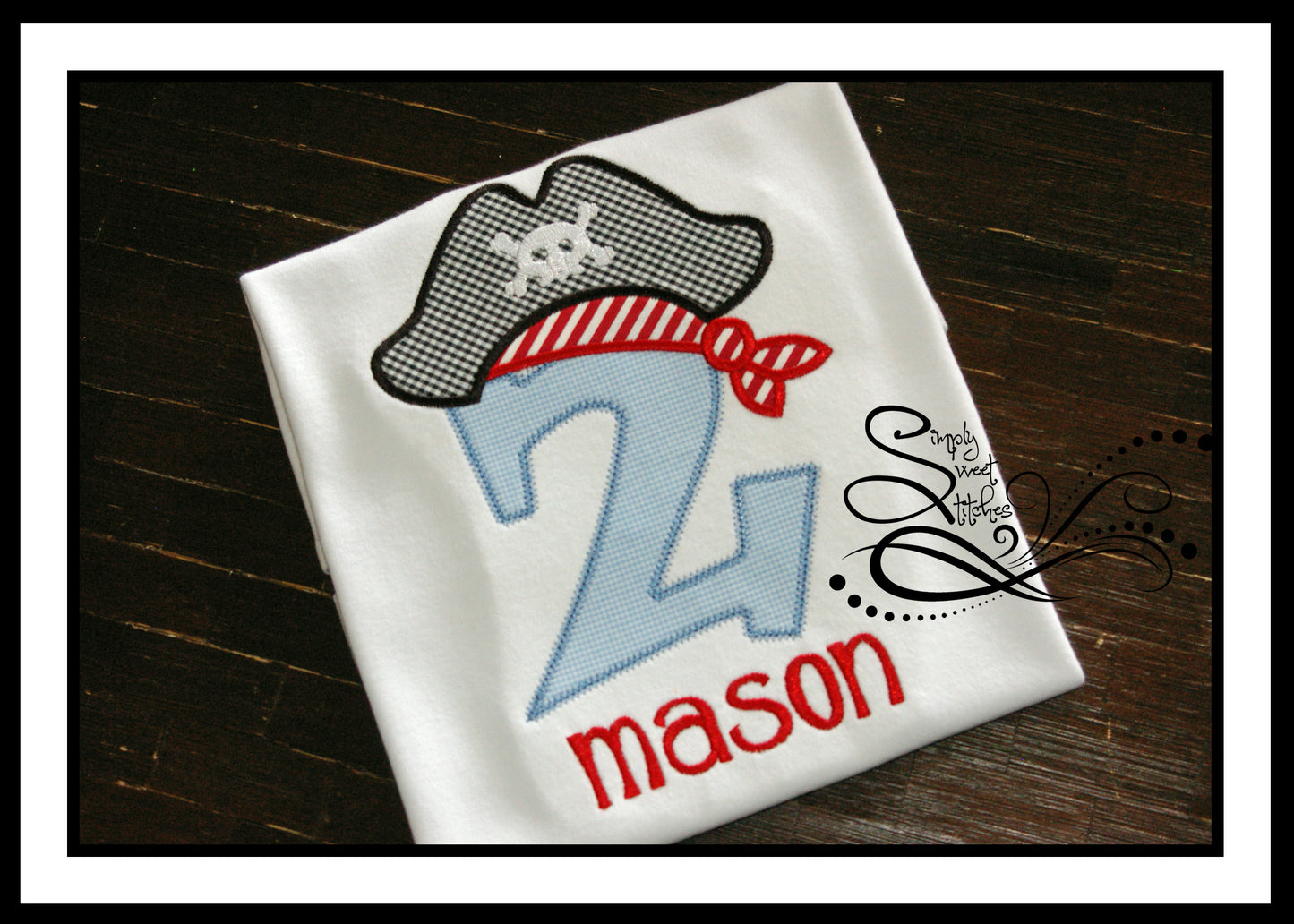 1078 - PIRATE HAT NUMBER BIRTHDAY - APPLIQUE CHILD SHIRT