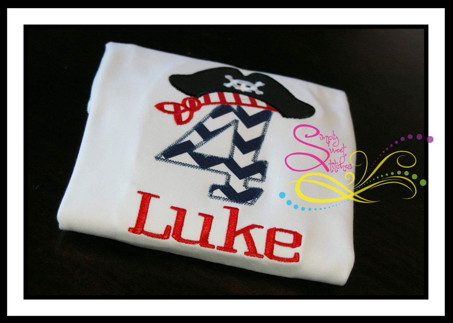 1078 - PIRATE HAT NUMBER BIRTHDAY - APPLIQUE CHILD SHIRT
