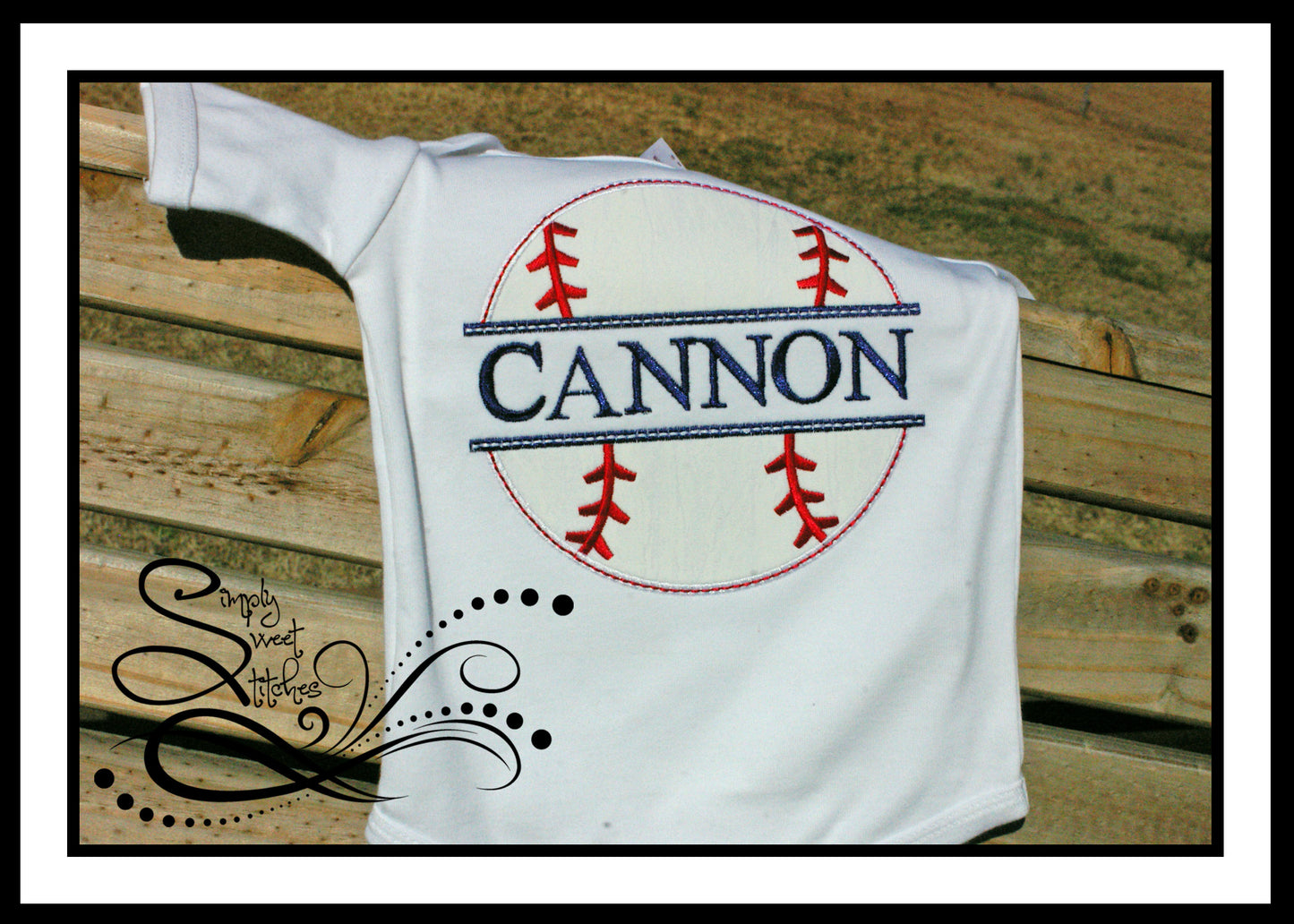 1046 - SPLIT BASEBALL - APPLIQUE CHILD SHIRT