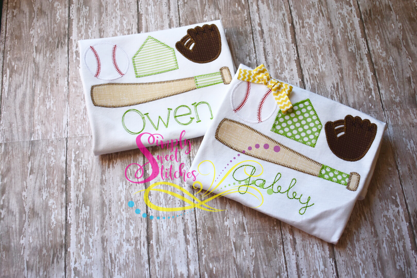1081 - BOYS BASEBALL TRIO - APPLIQUE CHILD SHIRT