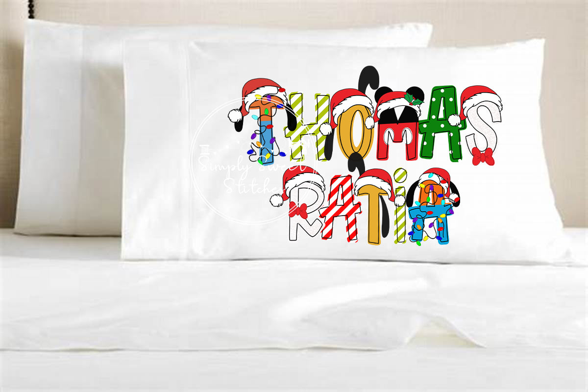 2387 - MOUSE & FRIENDS CHRISTMAS ALPHA HEAT PRESS - PILLOWCASE