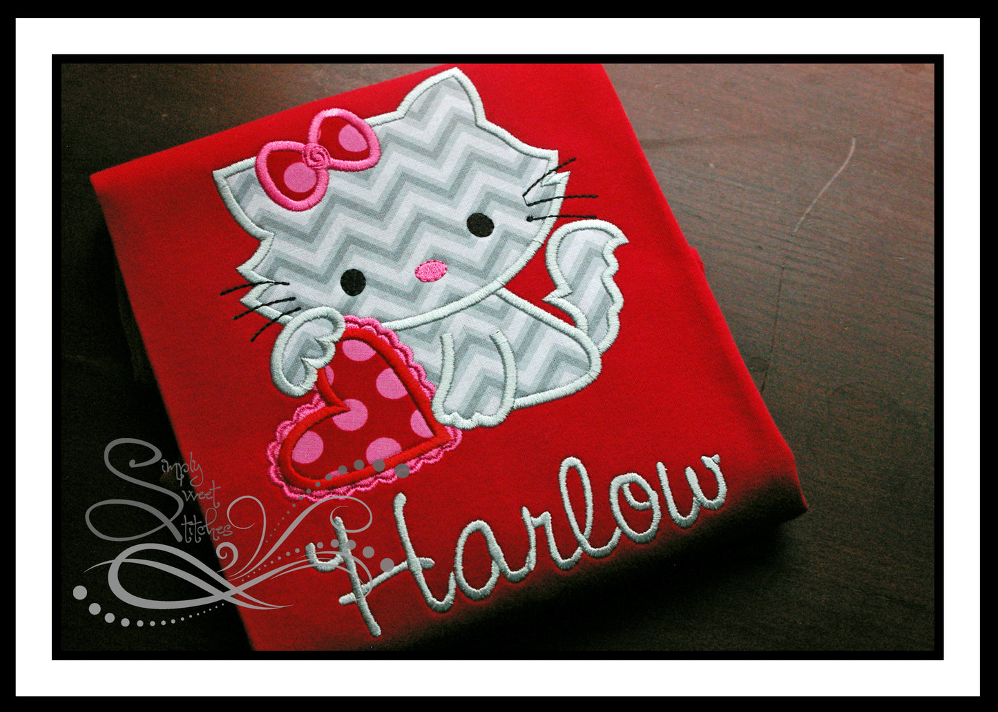 1326 - VALENTINES KITTY - APPLIQUE CHILD SHIRT
