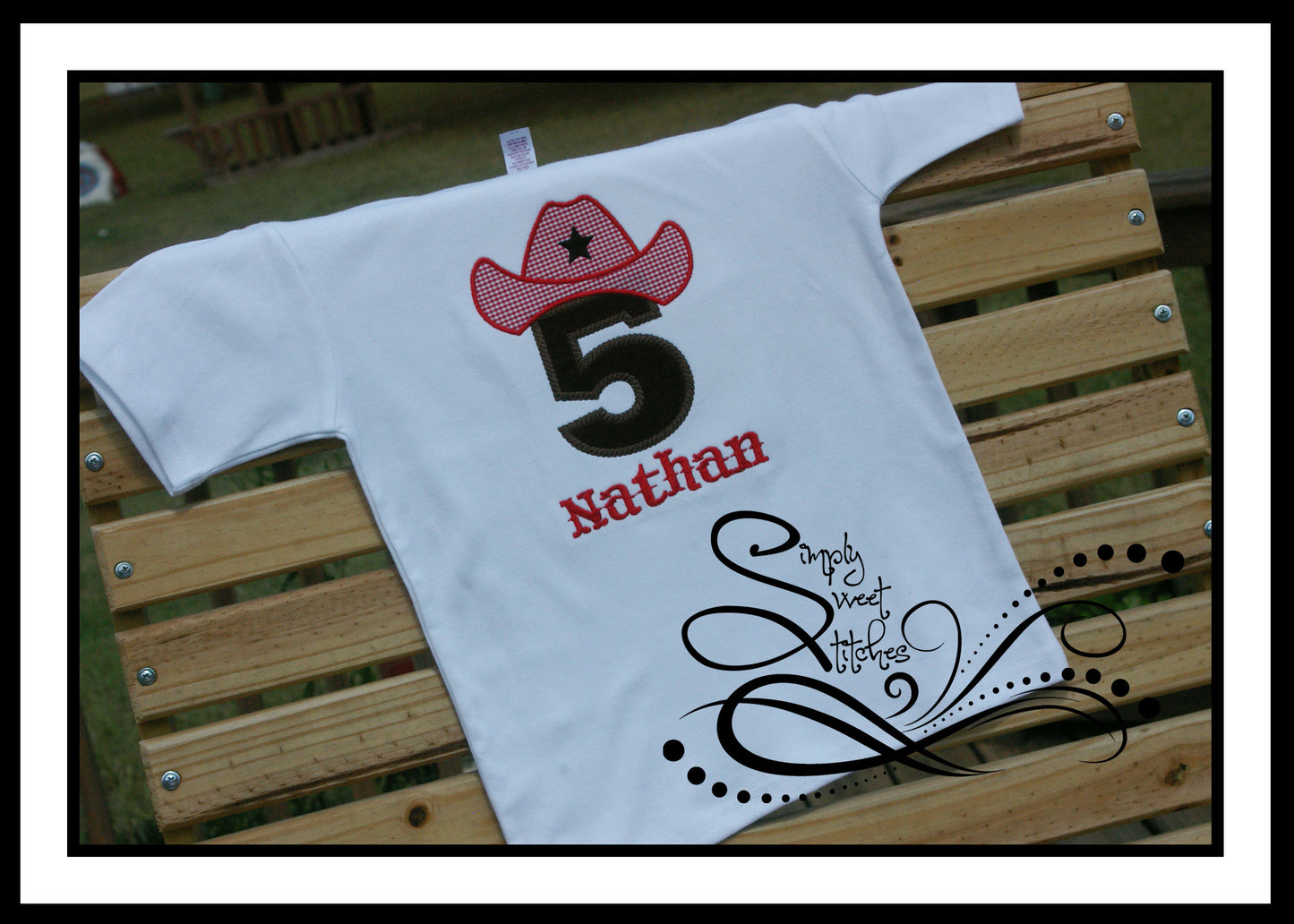 1076 - COWBOY HAT BIRTHDAY NUMBER - APPLIQUE CHILD SHIRT