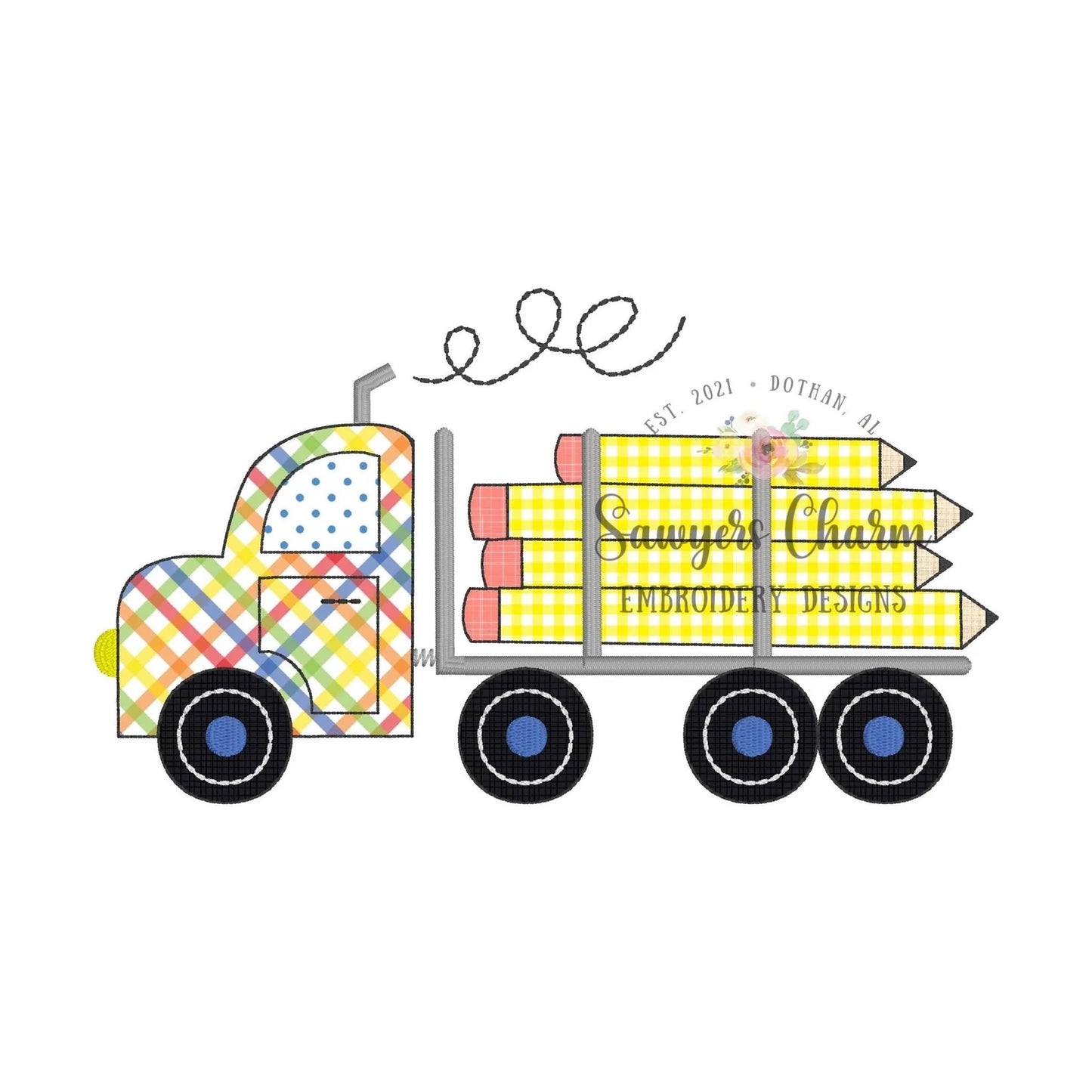 2761 - PENCIL LOG TRUCK - APPLIQUE CHILD SHIRT