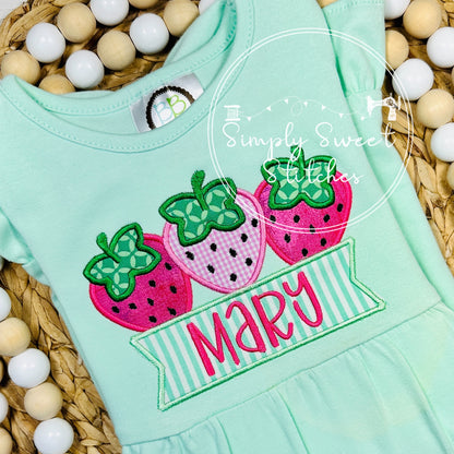 2498 - STRAWBERRY BANNER - APPLIQUE CHILD SHIRT