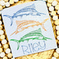 1124 - BLUE MARLIN FISH TRIO SKETCH APPLIQUE - CHILD SHIRT