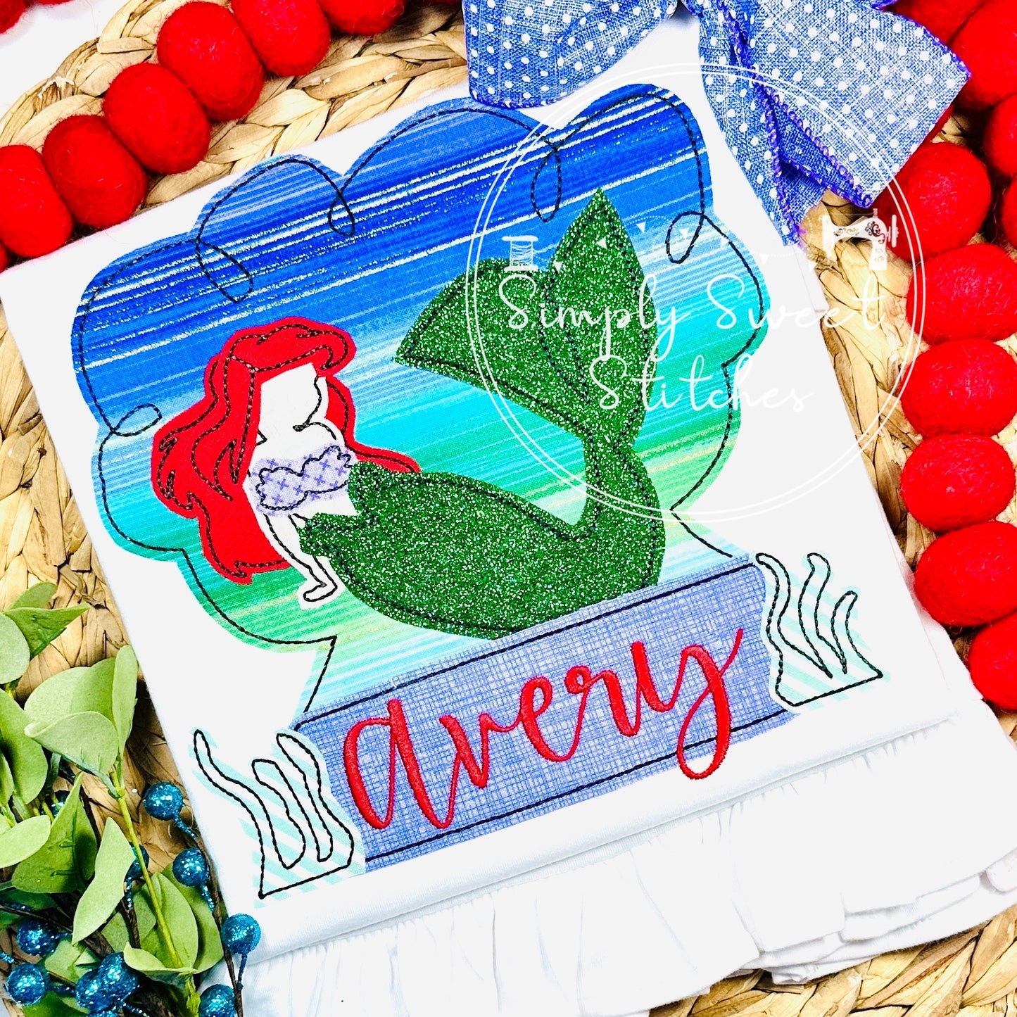 2491 - SEASHELL MERMAID - APPLIQUE CHILD SHIRT