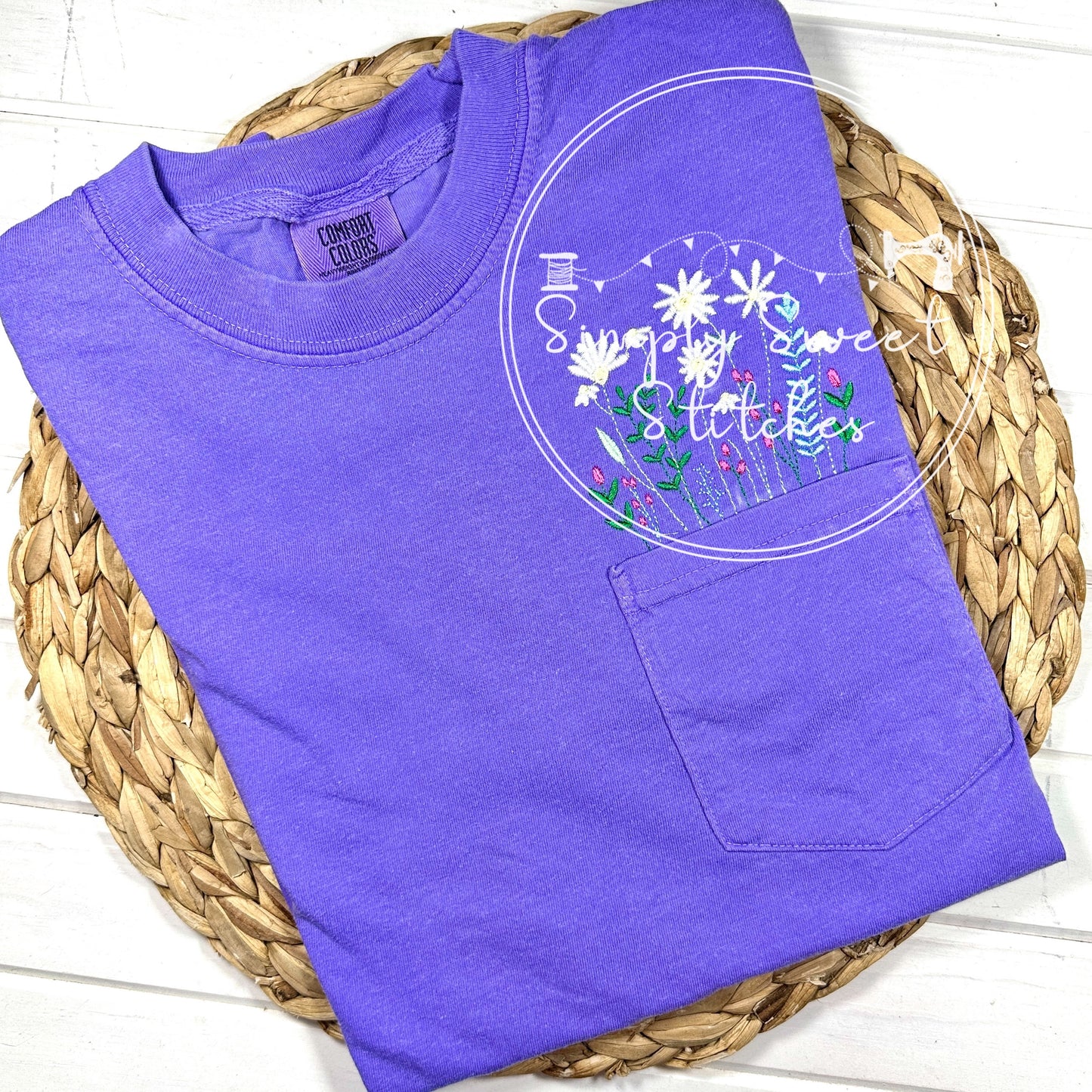 2537 - WILDFLOWERS POCKET - EMBROIDERY ADULT SHIRT