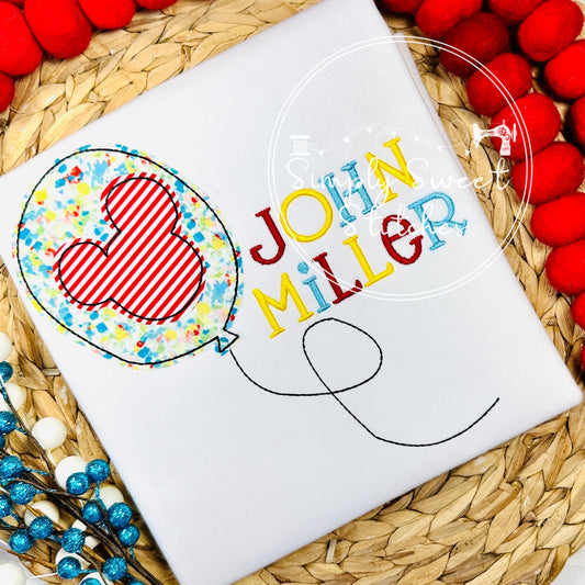 2279 - MOUSE BALLOON - APPLIQUE CHILD SHIRT