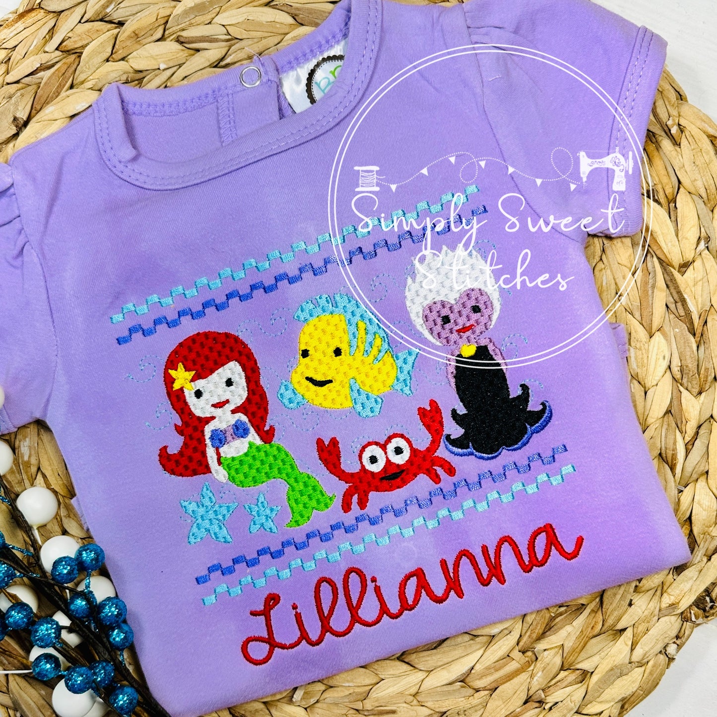1586 - MERMAID FAUX - EMBROIDERY CHILD SHIRT