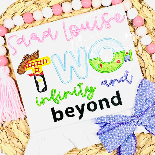 2648 - GIRL TWO INFINITY AND BEYOND TOYS AND FRIENDS - APPLIQUE CHILD SHIRT