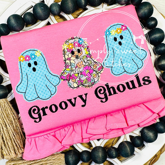2586 - GROOVY GHOULS - APPLIQUE CHILD SHIRT