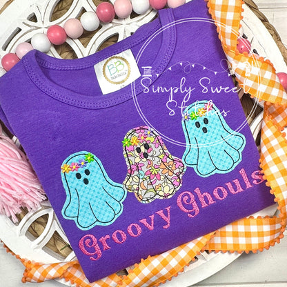 2586 - GROOVY GHOULS - APPLIQUE CHILD SHIRT