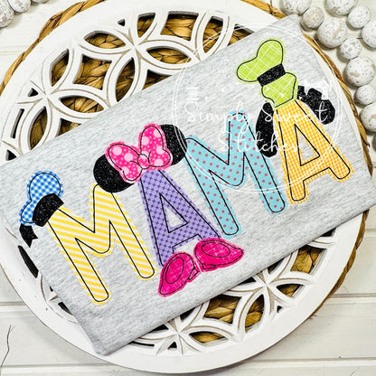 2291 - MOUSE AND FRIENDS NAME - APPLIQUE ADULT SHIRT