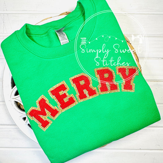 2778 - MERRY FAUX CHENILLE - EMBROIDERY ADULT SWEATSHIRT