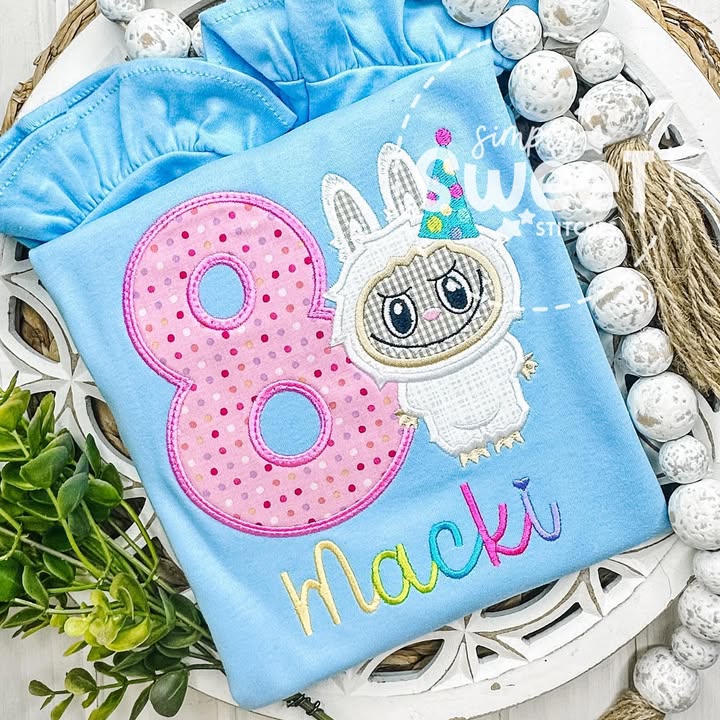 2967 | LABUBU BIRTHDAY NUMBER | APPLIQUE CHILD SHIRT