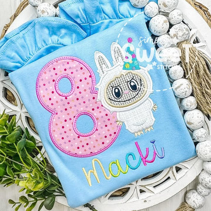 2967 | LABUBU BIRTHDAY NUMBER | APPLIQUE CHILD SHIRT
