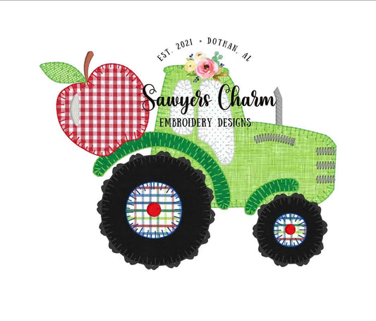 2760 - TRACTOR WITH APPLE - APPLIQUE CHILD SHIRT