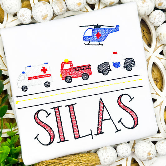 1678 - RESCUE VEHICLE - SKETCH CHILD SHIRT