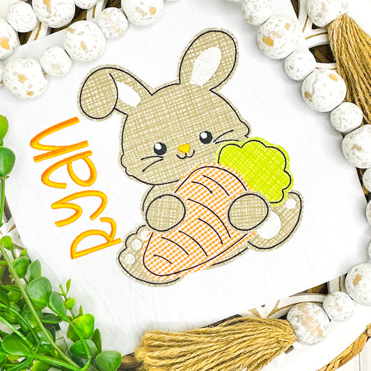 2971 | BOY BUNNY HOLDING CARROT | APPLIQUE CHILD SHIRT