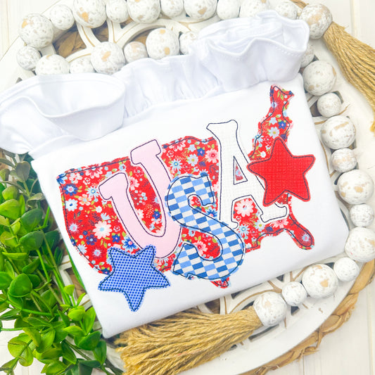3002 | USA MAP WITH STARS | APPLIQUE CHILD SHIRT