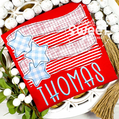 2741 - FLAG WITH STARS - APPLIQUE CHILD SHIRT