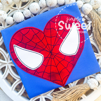 2229 - SPIDERMAN HEART FACE - APPLIQUE CHILD SHIRT