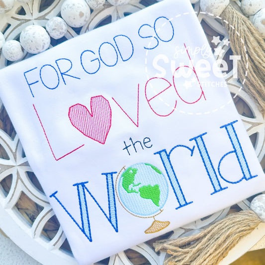 2441 -  FOR GOD SO LOVED THE WORLD - APPLIQUE CHILD SHIRT