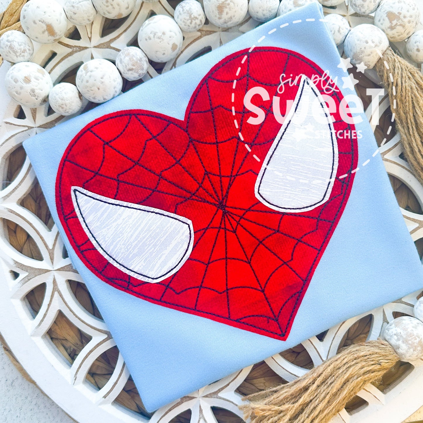 2229 - SPIDERMAN HEART FACE - APPLIQUE CHILD SHIRT