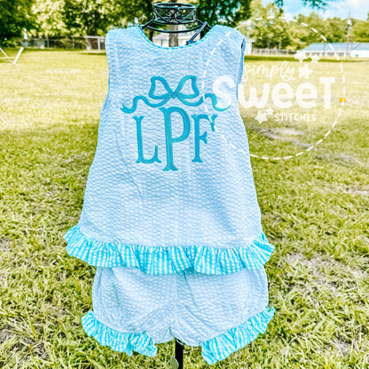 2802 - MONOGRAMMED / EMBROIDERED NAME - SEERSUCKER SWING BACK SET