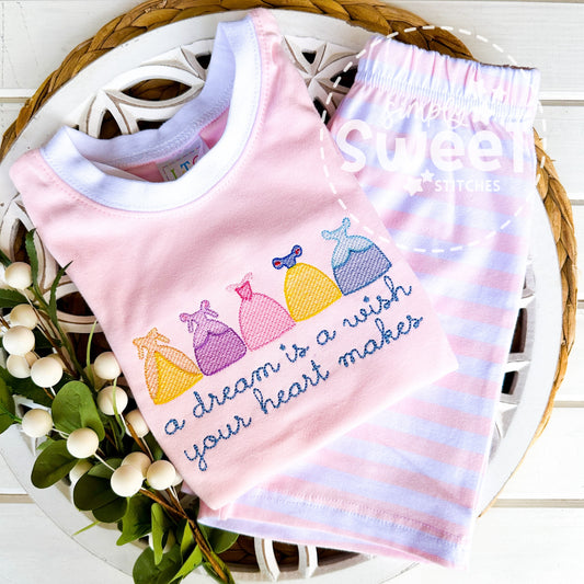 2810 - A DREAM IS A WISH YOUR HEART MAKES - APPLIQUE SPRING CHILD PJS