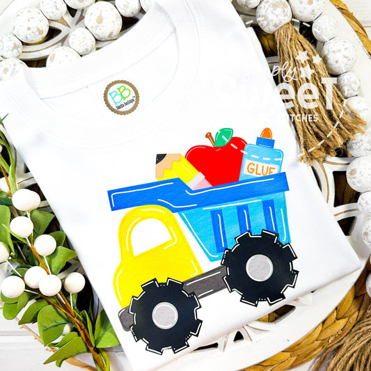 1411 - BACK TO SCHOOL DUMP TRUCK - HEAT PRESS CHILD SHIRT