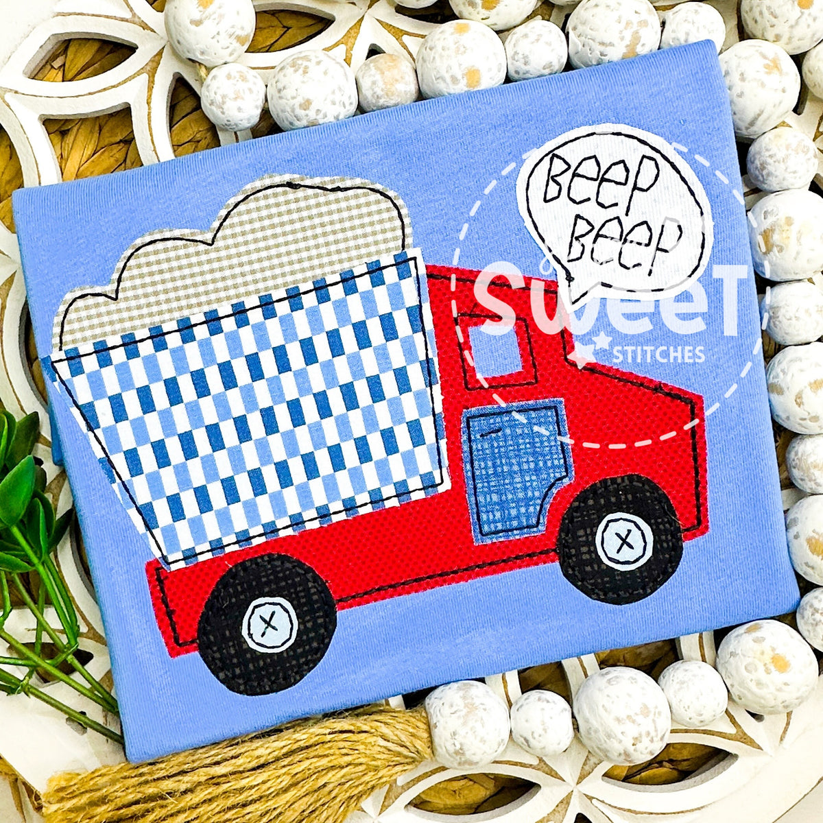 1563 | BEEP BEEP DUMP TRUCK | APPLIQUE CHILD SHIRT