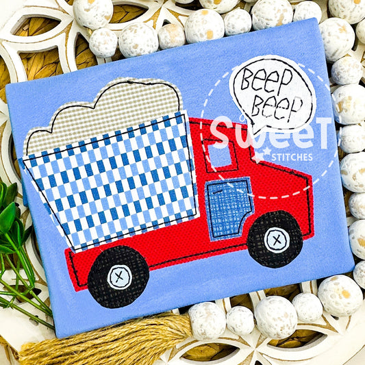 1563 | BEEP BEEP DUMP TRUCK | APPLIQUE CHILD SHIRT