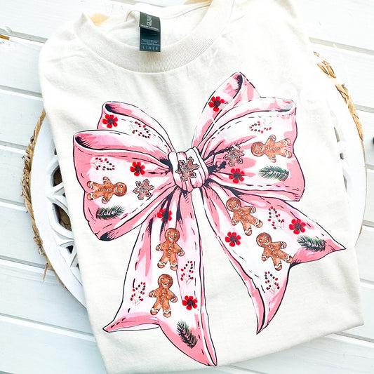 2880 - GINGERBREAD COQUETTE BOW - HEAT PRESS ADULT SHIRT