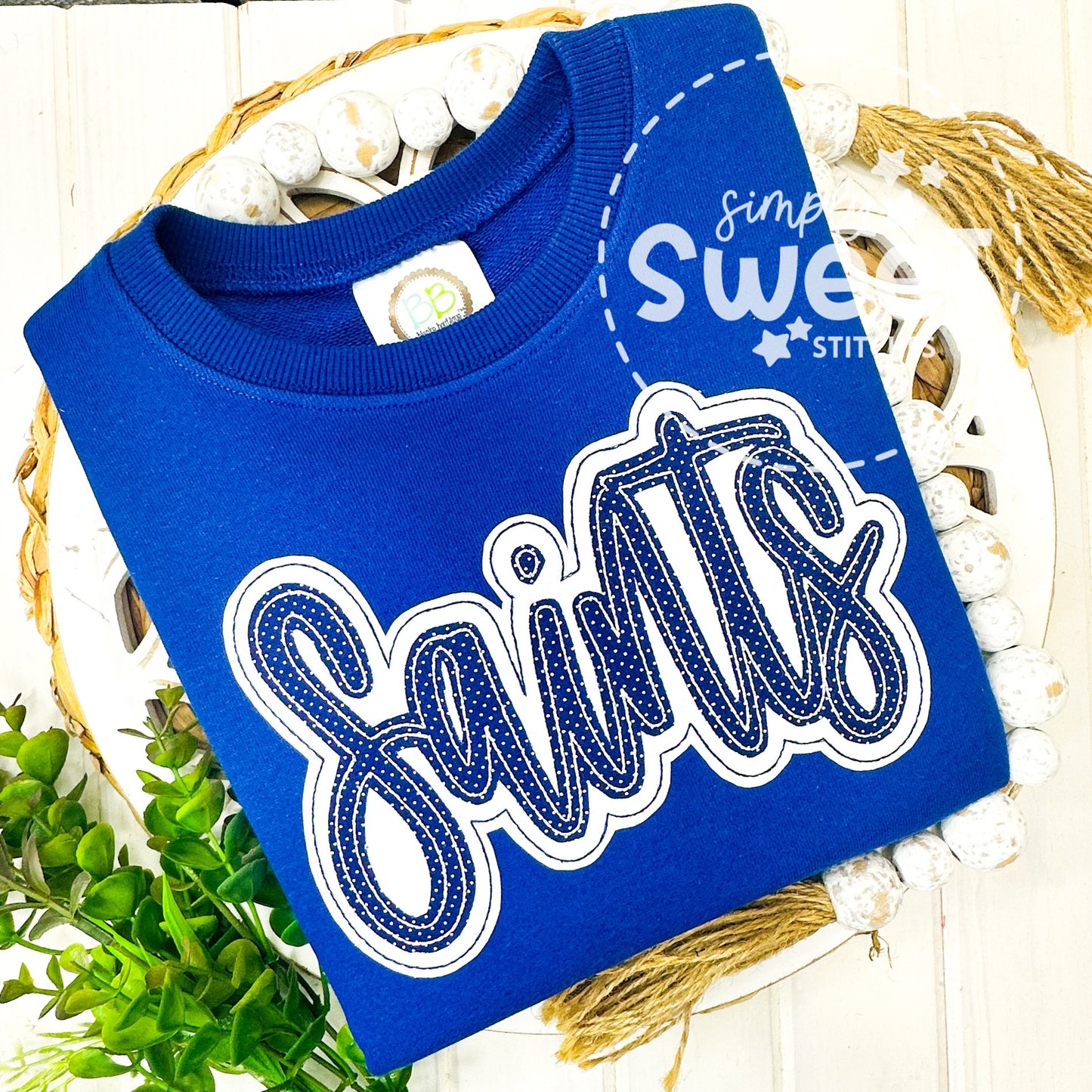 2849 | SAINTS SEQUINS DOUBLE STACK | ADULT APPLIQUE SWEATSHIRT