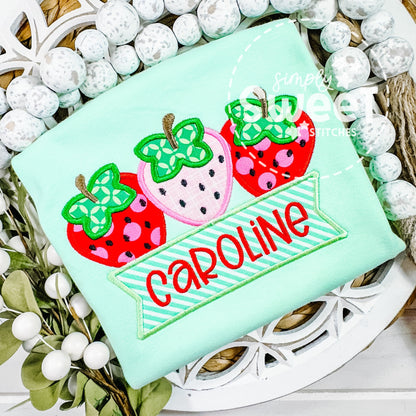 2498 - STRAWBERRY BANNER - APPLIQUE CHILD SHIRT