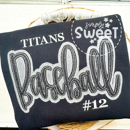 2849 | BASEBALL GLITTER | ADULT SWEATSHIRT