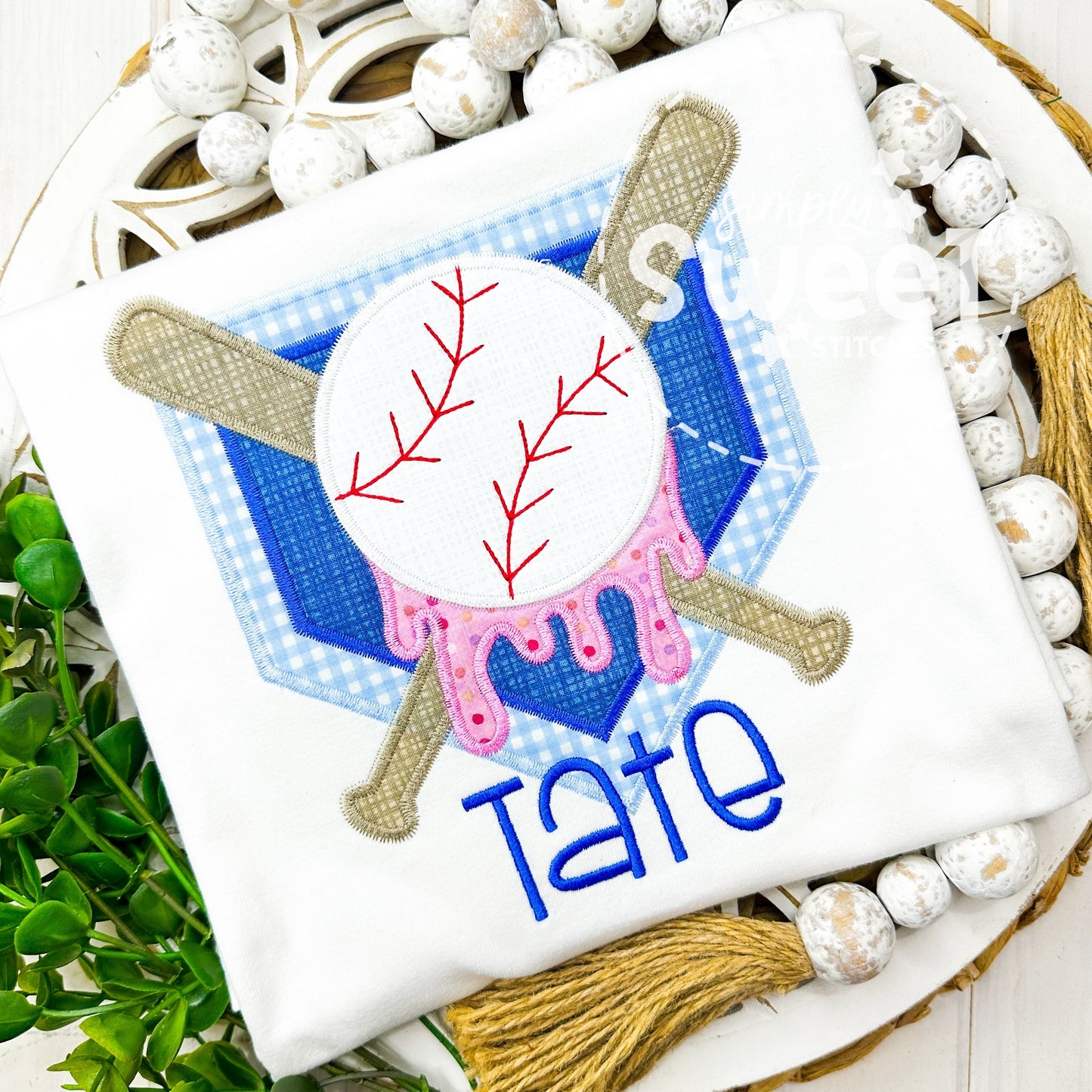 2959 | BASEBALL DRIP HOME PLATE | APPLIQUE CHILD SHIRT