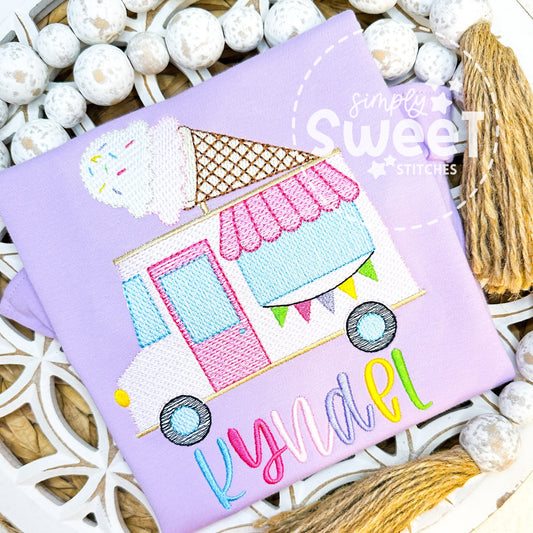 1340 - ICE CREAM TRUCK - SKETCH CHILD SHIRT