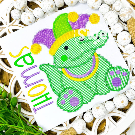 3001 | MARDI GRAS GATOR | APPLIQUE CHILD SHIRT