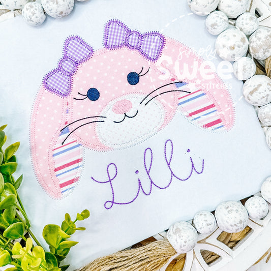 2991 | EASTER BUNNY FACE GIRL | APPLIQUE CHILD SHIRT