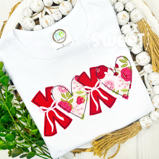 2977 | XOXO WITH BOWS | APPLIQUE CHILD SHIRT