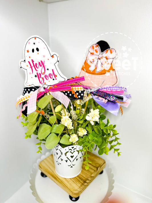 2910 - HALLOWEEN BOO BASKET APPLIQUE - WAND SIGN