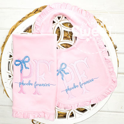 2834 - MONOGRAM WITH BOW | BURP CLOTH